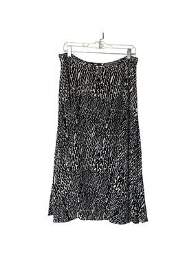 Garnet Hill Black & Cream Abstract Print A-Line Midi Skirt Women's Size 12 Lined